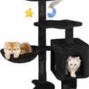 Gothic Black Cat Tree for Indoor Kittens & Small Cats Under 6 Months 9lbs, 43-Inch Cute Cat Tower with Scratching Post, Cat Condos, Cozy Hammock, Unique Perch & Dangling Toy