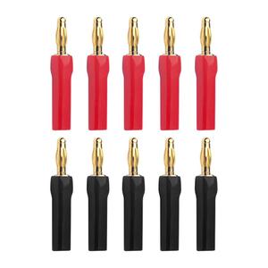 VCELINK 4mm Speaker Banana Plugs-Open Screw Type, Insulated 24K Gold Plated Speaker Wire Banana Plugs Connectors (5 Pairs(10 pcs))
