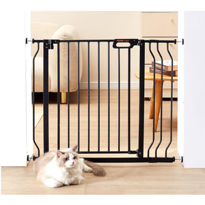 VEVOR Baby Gate, 29.5-37 in Adjustable Width, 30in High Dog Gate, Easy Step Walk Thru, Auto Close, Child Pet Security, with Pressure Mount Kit and Wall Mount Kit, for Stairs Doorways and House, Black
k