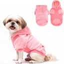 EXPAWLORER Flannel Basic Dog Hoodie - Winter Fall Warm Soft Fleece Sweater with Leash Hole and Pocket, Cold Weather Pet Clothes Coat Sweatshirt for Small Dogs Puppy Cats (Pink, S)