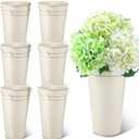 Irenare 12 Inch Vintage Galvanized Flower Bucket Metal Flower Vase Farmhouse French Bucket Planter Metal Floral Container for Party Table Centerpiece Weddings Home(White,6 Pcs)