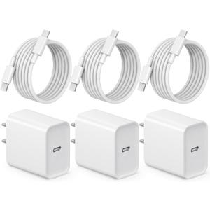 iPhone 17 16 15 Charger Fast Charging 3+3Pack Type C Charger USB C Chargers Block with 6FT Cable for iPhone Air/17/17 Plus/17 Pro/17 Pro Max/16/16 Plus/16 Pro/16 Pro Max/15/15 Pro Max/iPad Pro (white)