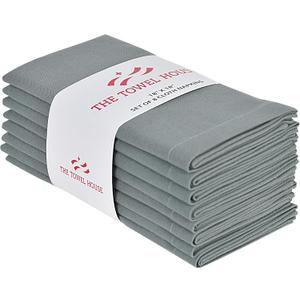 Cotton Premium Dinner Napkins – Mitered Corners, Highly Absorbent and Soft – Perfect for Weddings, Events and Dining – 18x18 Inches, Pack of 8, Grey