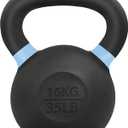 Yes4All Powder Coated Kettlebell, Cast Iron Core Kettlebells with Non-Slip Handle & Flat Bottom for Conditioning, Heavy Duty for Strength Training, 9lb to 71lb - Single & Pair (Light Blue)