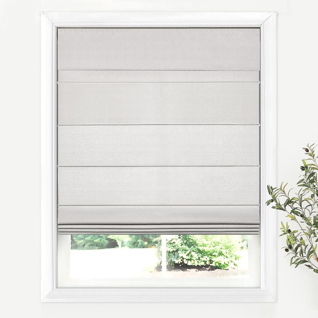 LazBlinds Cordless Roman Shades for Windows, Light Filtering Thermal Insulated Window Blinds, Lightweight Fabric Blinds for Indoor Windows, 35" W x 48" H, Beige