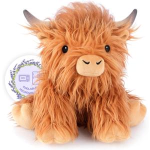Heatable & Coolable Highland Cow Stuffed Animal, Microwavable Stuffed Animals Heating Pad for Period DIscomfort, Cuddly Cattle Stuffed Animal for Warmth & Comfort, Highland Cow Gifts for kid