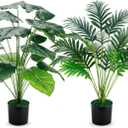 Der Rose 28'' Fake Plants Large Artificial Plam Tree and Faux Dishgyi Plants Indoor Tall for Room Home Bathroom Farmhouse Outdoor Decor