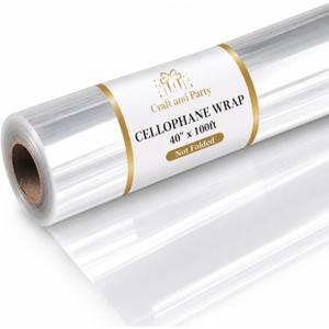 Craft and Party Super Clear Cellophane Wrap Roll (40" X 100ft), 333 Sq Ft