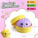2Pack Dumpling Squishies Set with Steamer, New Bubble-Blowing Squishies, Stretchy Fidget Sensory Squeeze Toy for Adults & Teens, Cute Desk Gift(Yellow+Purple)