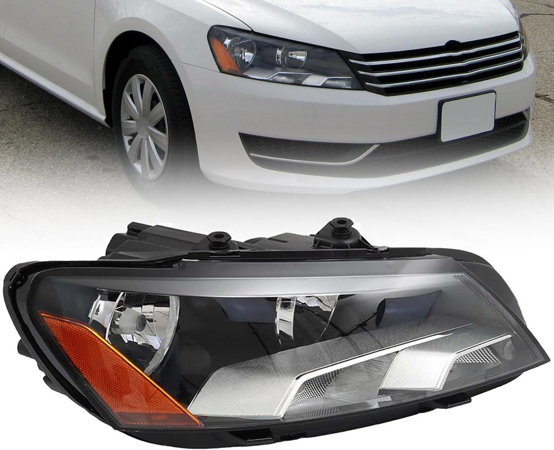 munirater Headlight Assembly Replacement for Pa-ssat 2012 2013 2014 2015 Right Headlamp Halogen Passenger Side 561941006D