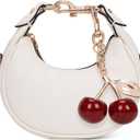 JQWSVE Small Top Handle Bags for Women Mini Purses Cute Ladies Handbags Crescent Mini Crossbody Bags with Cherry