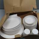 Dinnerware Sets for 8, Wheat Straw Plate and Bowl Set, Unbreakable Kitchen Set 40 Piece, Microwave and Dishwahser Safe Plates and Bowls Sets for Apartment, Kitchen, Camping, Dorm - White