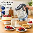 Electric Kettle Glass 2L, 1500W Fast Boiling Hot Water Boiler with Auto Shut-Off, LED Light, BPA-Free, Borosilicate Glass, Stainless Steel Interior, Wide Opening, Display Refrigerator with Door 04