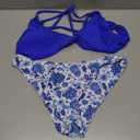 ZAFUL Women's Tie Back Padded High Cut Bralette Bikini Set Two Piece Swimsuit (Medium)