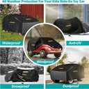 Kids Ride On Car Cover,Large Power Wheels Cover Waterproof,Heavy Duty 420D Universal Toy Car Cover for Power Wheels Jeep & Toddler Electric Vehicles,All Season Protection,with 3 Reflective Strips