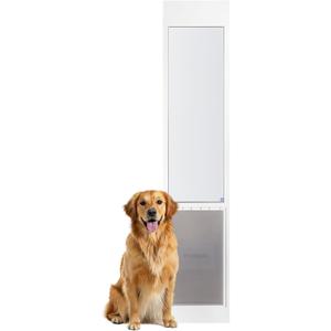 PetSafe 1-Piece Sliding Glass Pet Door for Dogs & Cats - Adjustable Height up to 80 11/16"- X-Large, White, No-Cut DIY Install, Aluminum Patio Panel Insert, Great for Renters or Seasonal Installation