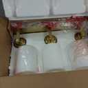Vanity Lights for Bathroom, 3-Light Brushed Gold Bathroom Vanity Light Over Mirror with Milky White Glass Shades, Modern Bathroom Light Fixtures for Living Room Hallway Cabinet (Bulbs Not Included)