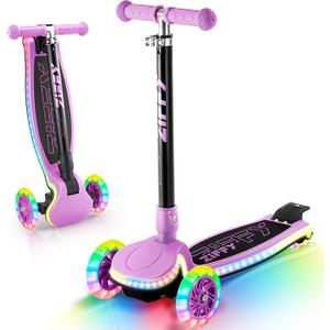 ZIFFY 3-Wheel Light-Up Kids Scooter, Kids Balance Scooter for Boys Girls with 20 Dynamic LED Lights, 4 Adjustable Height, Lean-to-Steer Design with Anti-Slip Wide Surface for Stability - Up to 110LBS ZIFFY 3-Wheel Light-Up Kids Scooter, Kids Balance Scooter for Boys Girls with 20 Dynamic LED Lights, 4 Adjustable Height, Lean-to-Steer Design with Anti-Slip Wide Surface for Stability - Up to 110LBS