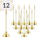 12 Pcs Table Number Holders 8 Inch Place Card Holder with Alligator Clip Metal Table Card Holders Table Number Stands Table Sign Holders for Photos, Food Signs, Birthdays, Weddings (Gold)