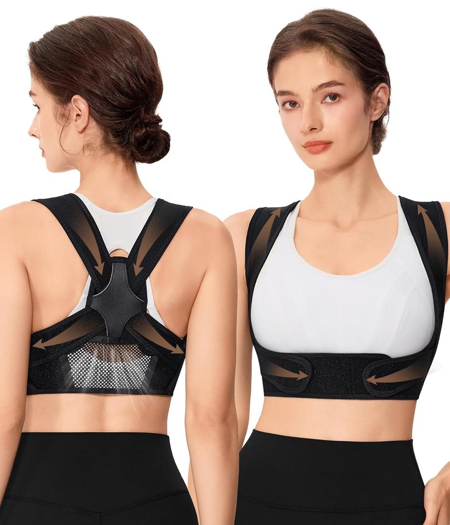 URSEXYLY Posture Corrector for Women Breathable Back Brace For Posture Adjustable Back Straightener Support for Neck Shoulder Clavicle and Upper Back Pain Relief(S/M,Black)