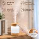 Bamboo Cool Mist Humidifier with Phone Stand, 400ml Ultrasonic Mini Humidifier, Quiet Desktop with Dual LED Night Light, USB-C Portable, Auto Shut-Off for Bedroom, Office, Travel