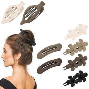 8 Pcs Neutral Colors Flat Hair Clips, YINGFENG Flat Claw Clip for Women, Matte Non-Slip Flower Claw Clips for Thin Thick Hair, Suitable for Women and Girls Wedding Party Accessories
