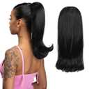 Black Drawstring Ponytail Synthetic Hair Extension for Women, Adjustable Ponytail Hairpiece with Elastic Band, Natural Look & Easy to Wear