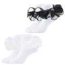 hakugoo Girls Ruffle Socks Shiny Double Big Lace Socks 3 Pairs Turn Cuff Frilly Dress Sock White Pageant Sock for Kids Girls (White,Black,Pink, 6-8 Years)