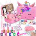 Kids Nail Polish Set for Girls, Non-Toxic Quick Dry Nail Art Salon Kit with Nail Dryer and Peelable Nail Polish,Ideal Gift Toys for Girls Age 6-12, Pink