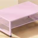 ECOLOVI 2-Tier Computer Monitor Stand Riser, Desk Organizer for Monitor, Printer & Laptop Stand, Desktop Workspace Organizers for Office Supplies(Pink)