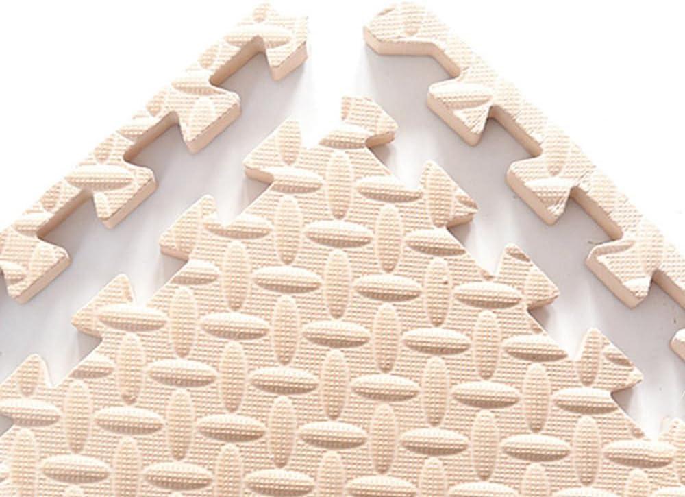 9 Tiles Interlocking Foam Mats 1in Thickness Foam Floor Mats for Home Gym, Fitness, Exercise Surface Protection EVA Foam Floor Padding with Border for Workout Equipment (1 in, Beige)
