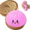 Glitter Dumpling Squishy,Dumpling Squishy Mystery Box,Squeeze Toy for Stress Relief,Easter Basket Stuffers(Pink)