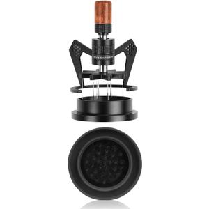 IKAPE Mantis WDT Distribution Tool with Clean Brush, V3-54mm Espresso Stirrer for Barista - 8 Needle Espresso Stirrer with Dosing Funnel & Stand, Adjustable Needle Height, Walnut Handle (53mm)