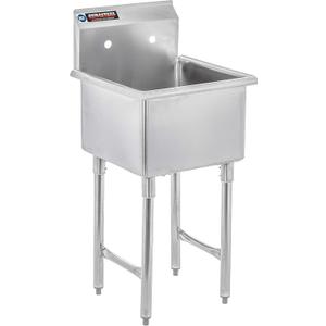DuraSteel 304 Stainless Steel Utility Sink - 18 Inch Freestanding Prep Sink - NSF Certified Hand Wash Station for Kitchen, Laundry, Garage & Restaurant