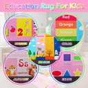 BATATADOCE Kids Play Mat - Cartoon Kids Bedroom Rug Play Mat for Learning ABC Alphabet,Numbers,Animal,Colors,Season,Cute Classroom Rug for Children Girls Bedroom Decor,Pink,4.5x6 Feet