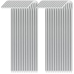 9 Inch Tent Stake Yard Inflatable Stakes Metal Tent Pegs Heavy Duty Ground Stake Fence Hooks Camping Spikes for Canopies, Tarp and Outdoor Christmas Decorations (30)