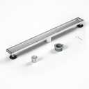 Linear Shower Drain 28" Brushed 304 Stainless Steel | Fast Drainage | Tile Inserted | Stainless Floor Drain Grate | Hair Strainer | Drain Key | The Upgrade for Your Bathroom (28 Inch)