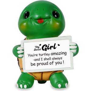 iStatue My Sweet Girl Turtle Figurine Gift from Mom & Dad, You're Turtley Amazing, 4-inch Resin Turtle Desk Decor for Daughter, Granddaughter, Mentor Gift (Daughter)