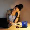 CVHOMEDECO. Moroccan Electric Wax Melt Warmer Decorative Candle Warmer Burner for Scented Candles, Wax Melts and Tarts to Freshen Room, Idea for Home and Office Decor., Square, Cobalt Glass