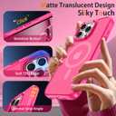 DUEDUE for iPhone 16 Pro Case Magnetic[Compatible with Magsafe], Translucent Matte Back Protective Cover Anti-Scratch Shockproof Phone Case for iPhone 16 Pro 6.3", Hot Pink