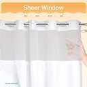 River Dream Heavyweight No Hooks Required Dotted Waffle Weave Shower Curtain with Snap in LinerBathroom Curtains Shower Set - 71W x 74H,Hotel Grade,Spa Like Bath Curtain,White