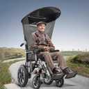 Electric Wheelchair Universal Umbrella Canopy Awning, Adjustable Sun Shade Rain Cover, Side Gauze Breathable, Black, Waterproof, Cotton, Wheelchair Accessory, Canopy