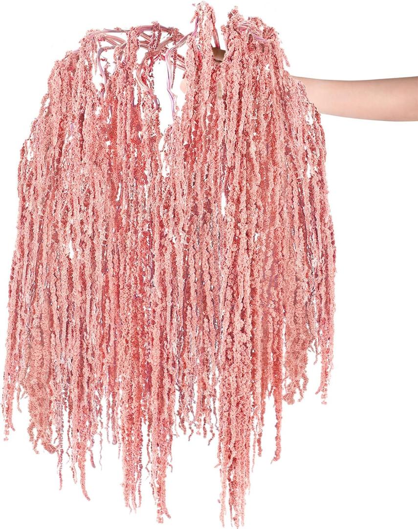 12 Pcs Pink Spring Natural Dried Amaranthus Hanging Flowers Amaranthus Artificial Flowers for Wedding Arch Bouquet Floral Garland Wall Home Decoration (23 Inch)
