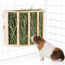 Guinea Pig Hay Feeder Wooden Rabbit Hay Feeder Big Volume Bunny Hay Holder Hanging Hay Rack with Instructions Guinea Pig Cages Accessories for Chinchilla and Ferret, Rabbit Cage Accessories (1 PACK)