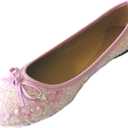 New Womens Sequins Ballerina Ballet Flats Shoes 2001 Pink Sequin 9/ 10