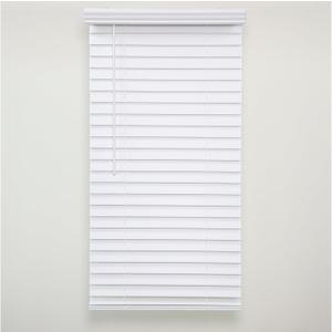 Eclipse 2in. Faux Wood Blinds, 59"W x 48"L in White - Cordless Window Blinds, Certified Safe for Children & Pets, Light Filtering, Wand Tilt and Smooth Easy Operation, Window Shades for Home