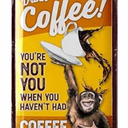 LANOLU Vintage Coffee Sign - DRINK COFFEE MONKEY, Funny Kitchen Signs, Metal Decor 12x8