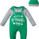 Baby Boys Girls Happy St.Patrick's Day Rabbit Easter Outfits Romper with Hat (6-12 Months, Green)
