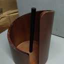 Large Size Countertop Paper Towel Holder with Mango Wood Round Base and Iron Stand, Kitchen Roll Organizer for Kitchen, Dining Table Home Decor (Brown)