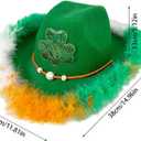 St. Patrick's Day Shamrock Green Decorative Hat, Irish Frayed Cowboy Hat, Suitable for Cosplay Parties, Gatherings, Holidays, and Birthday Gifts